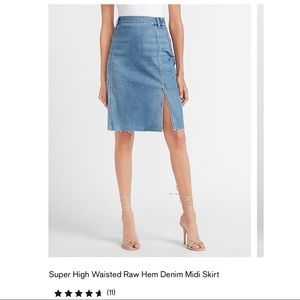 Express denim high waisted midi skirt